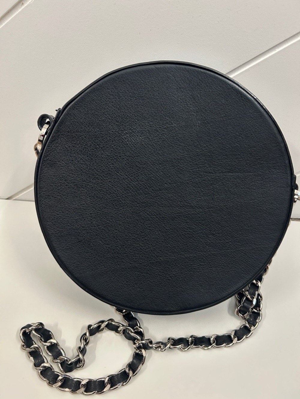 Valentina Black Round Crossbody with Chain Strap - Picture 7 of 7